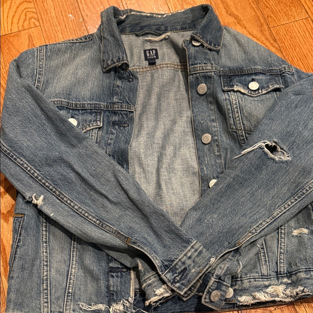 GAP Distressed Blue Denim Jacket
